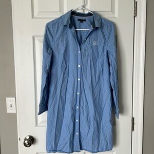 Tommy Hilfiger chambray blue cotton mini-dot shirt dress Size M